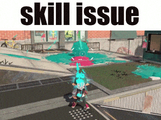 a video game scene with the words skill issue written above it