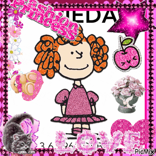 a picture of a girl with the words fashion princess on top