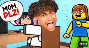 a man with his head in a box is talking to a girl in a video game .