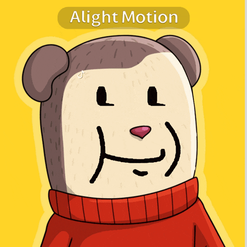a cartoon monkey wearing a red sweater with the words alight motion written above it