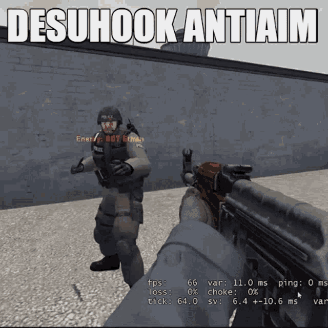 a screenshot of a video game with the words " desuhook antiaim "