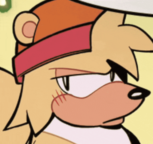 a close up of a cartoon character wearing a red hat