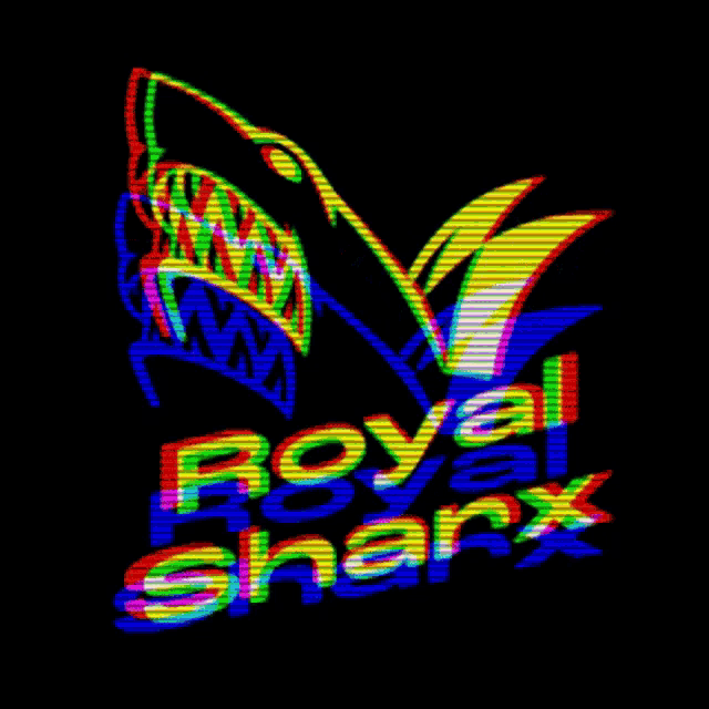 a colorful logo for royal shark with a shark and the words royal shark