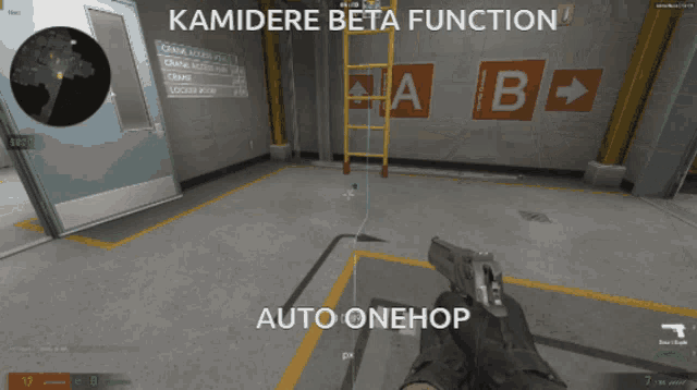 a screenshot of a video game with the words kamidere beta function auto onehop at the bottom