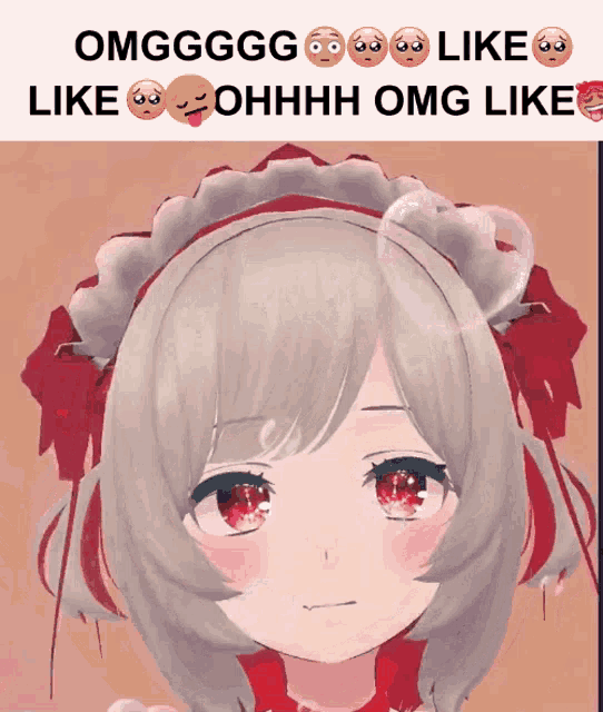 a picture of a girl with a red headband and a caption that says omg