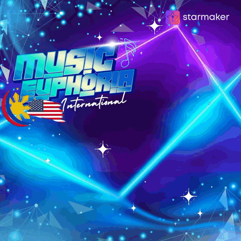a poster for music euphoria international shows a blue and purple background