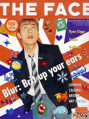 a magazine cover for the face features a man in a suit and tie