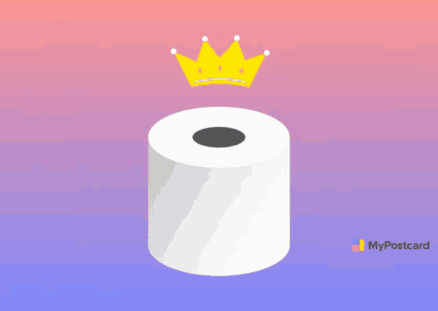 a roll of toilet paper with a yellow crown above it