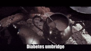 a person is stirring a pot of soup with the words diabetes umbridge written on the bottom