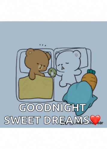 a cartoon of two teddy bears sleeping next to each other with the words goodnight sweet dreams
