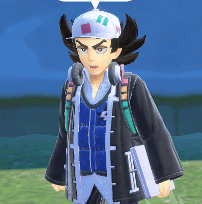 a cartoon character wearing headphones and a hat with a square on it