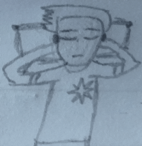 a drawing of a person with a star on their shirt
