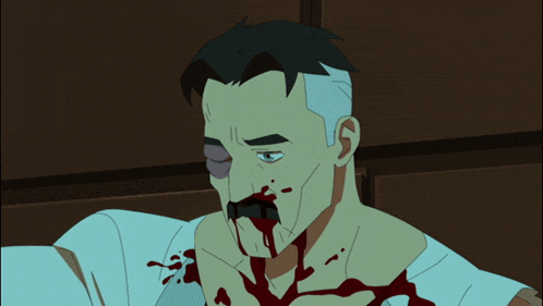 a cartoon of a man with blood on his face says i miss my warner 's gold the falling