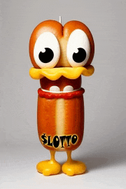 a cartoon character with big eyes and the word lotto on its chest