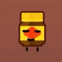 a jar of peanut butter with a bird 's face on it