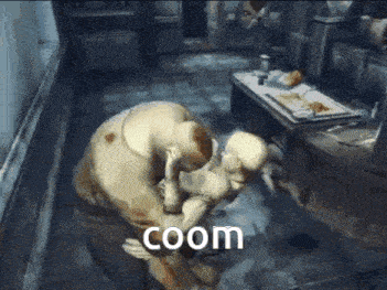 a video game scene with the word coom written on the bottom