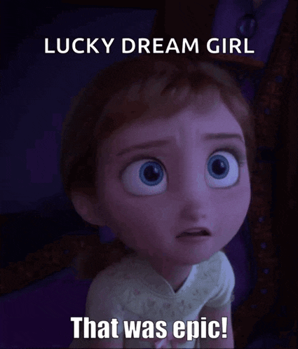 lucky dream girl that was epic written on a cartoon character