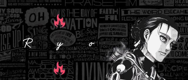 a black and white drawing of a man with the word praise him in the middle