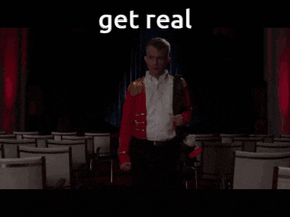 a picture of a puppet with the words get real on the bottom