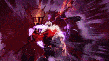 a purple lightning bolt is coming from a person 's head