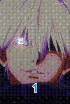 a close up of a person 's face with a glowing eye and the number 1 next to him .