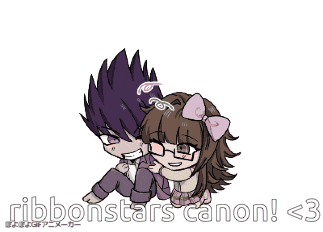 a cartoon of a boy and a girl sitting next to each other with the caption ribbonstars canon < 3