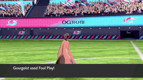 a video game screen says gourgeist used foul play on the bottom