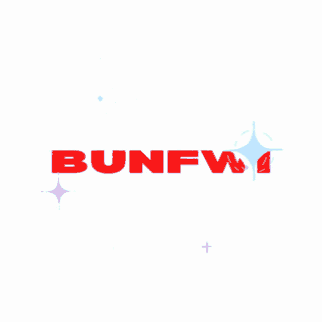 a bunfv logo with blue and pink stars