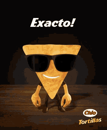 an advertisement for chio tortillas shows a triangle wearing sunglasses