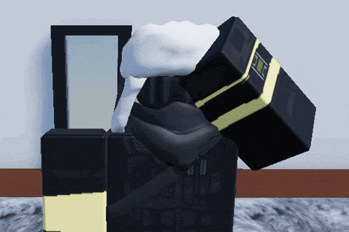 a person in a black and yellow outfit has a shield on their back