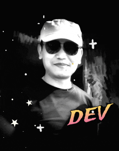 a man wearing sunglasses and a hat is surrounded by dev letters