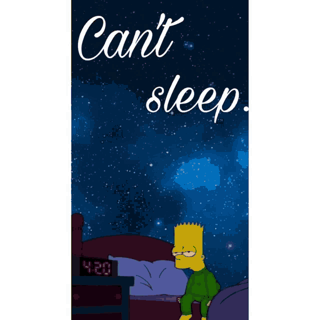 a poster of bart simpson sitting in bed with 4:20 on the clock