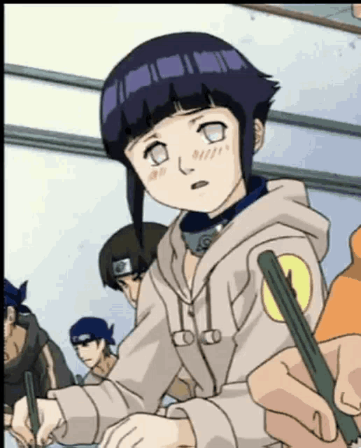 a cartoon of a girl with purple hair and a hoodie