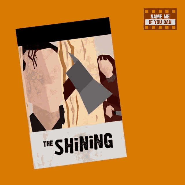 a poster for the movie the shining with a name me if you can sticker