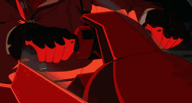 a green light is coming out of a red object that says rai on it
