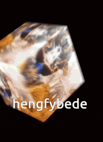 the word hengfybede is on a cube with a black background