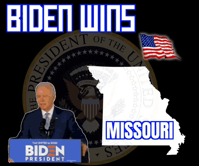 a biden poster with a map of missouri on it