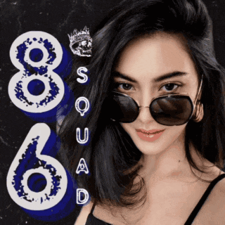 a woman wearing sunglasses stands in front of a sign that says squad 66