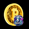 a gold coin with the letter p on it and a goat .
