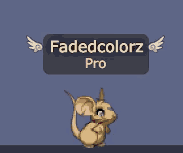 a cartoon mouse is standing in front of a faded colorz pro sign