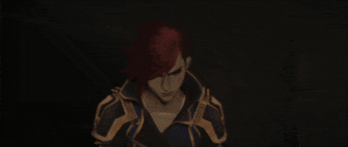 a cartoon character with red hair has a tattoo on her face