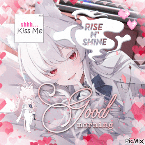 a picture of a girl with the words rise n shine written on it