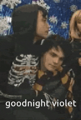 a pixelated image with the words goodnight violet at the top