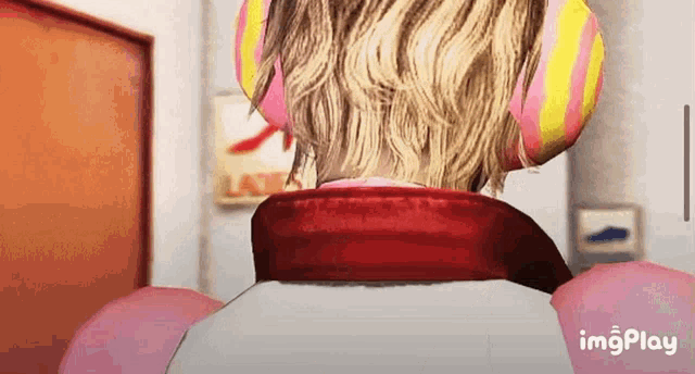 a gif of a person wearing headphones with the words imgplay below