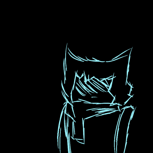 a drawing of a person 's torso with blue lines on a black background