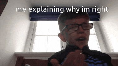 a boy wearing glasses is explaining why he 's right