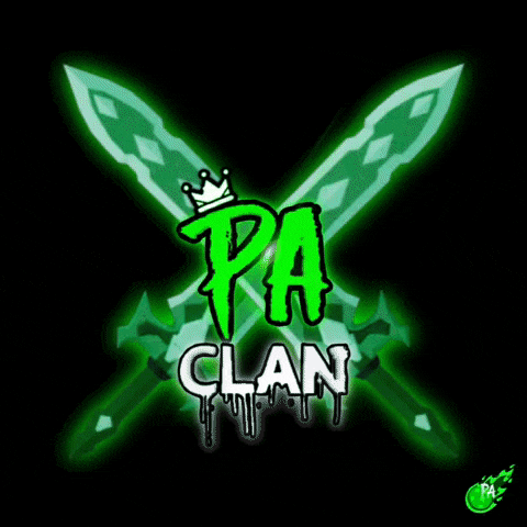 a logo for pa clan with green swords