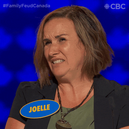 a woman with the name joelle on her name tag