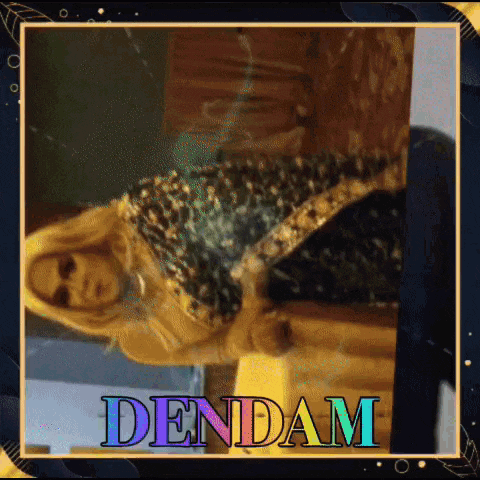 a picture of a woman in a leopard print dress with the name dendam written on it