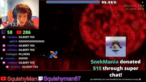 a screenshot of a video game with the name squishyman on the bottom right